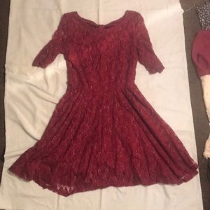 Red dress w/ gold in lace